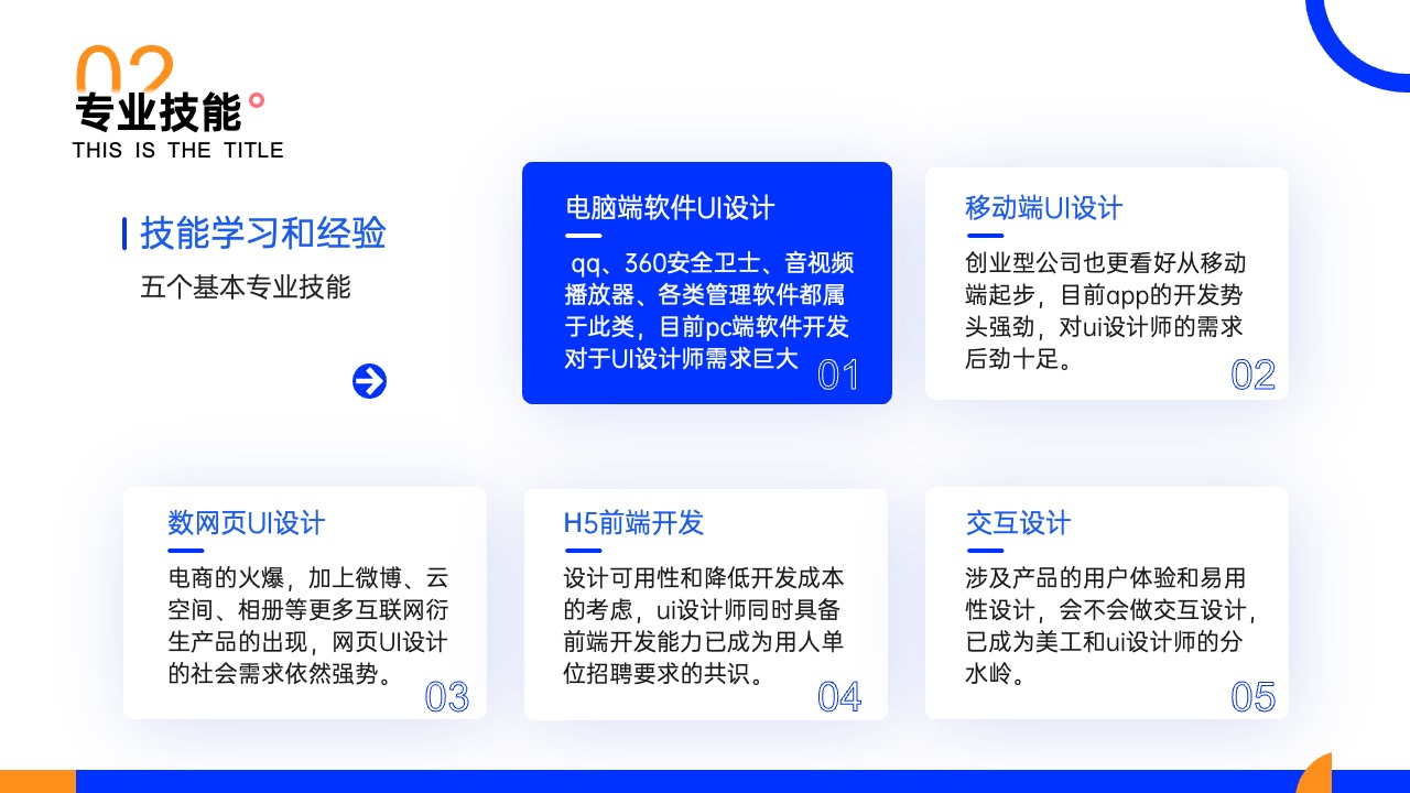 PPT模板  15页蓝黄简约求职应聘个人简历通用ppt模板