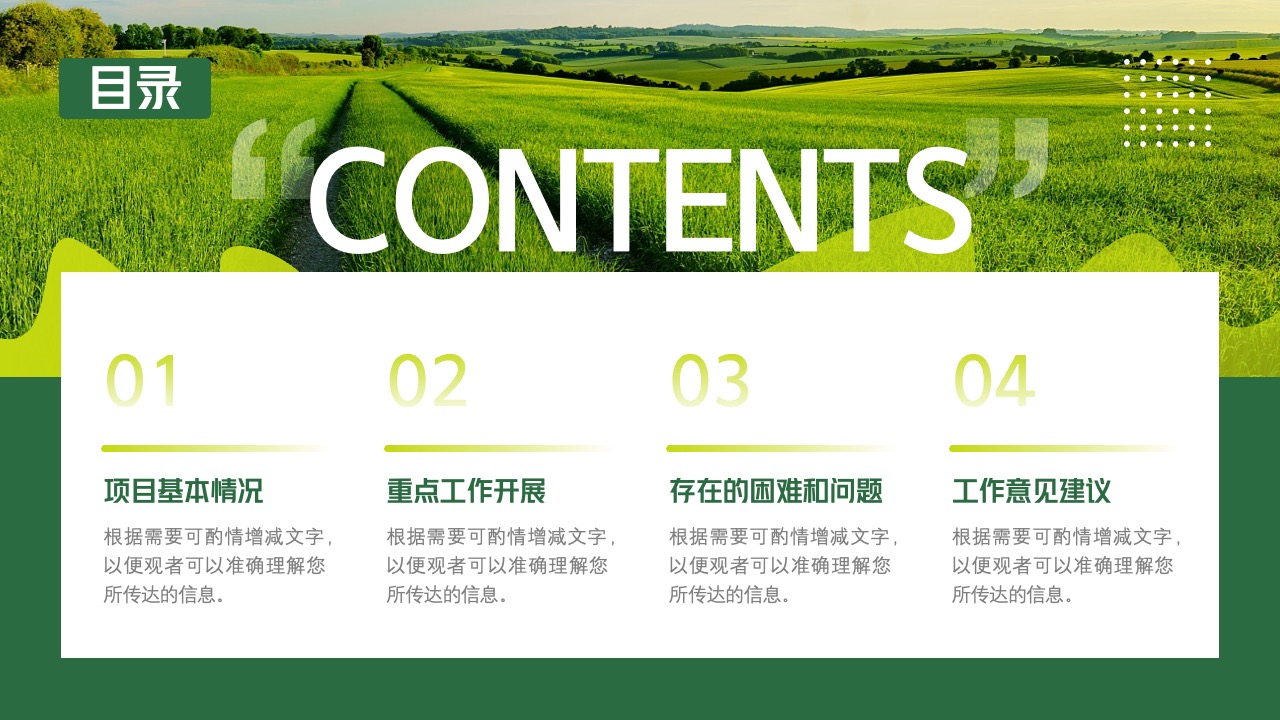 PPT模板  全面推进乡村振兴项目工作汇报PPT模板免费下载