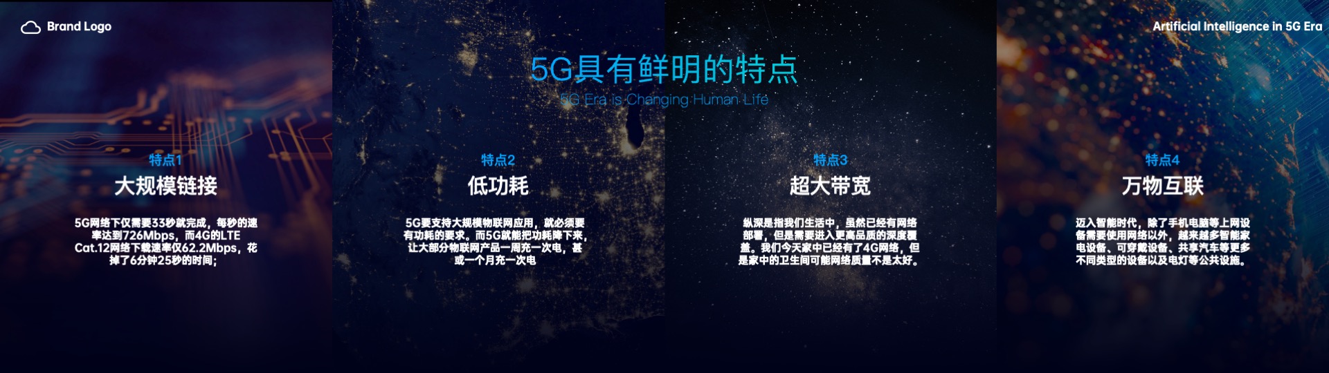 PPT宽屏  5G人工智能城市工业互联网PPT模板免费下载