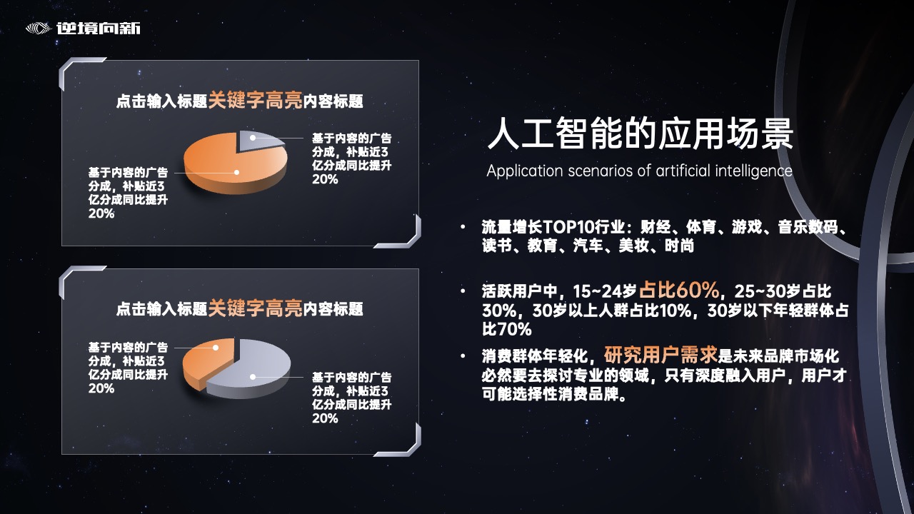 PPT模板  20页科技类星空背景未来科幻主题风格峰会年会发布会PPT模板免费下载
