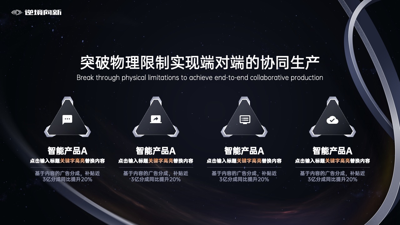 PPT模板  20页科技类星空背景未来科幻主题风格峰会年会发布会PPT模板免费下载