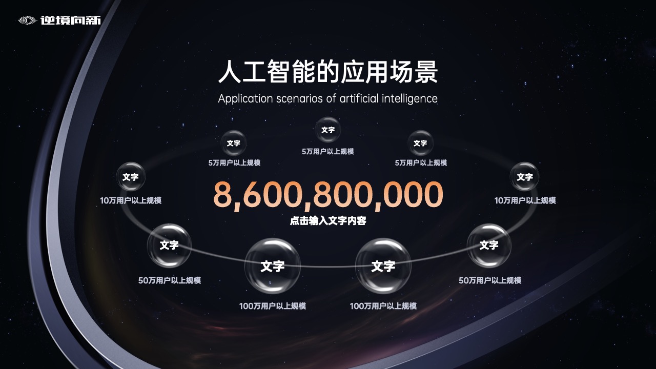 PPT模板  20页科技类星空背景未来科幻主题风格峰会年会发布会PPT模板免费下载