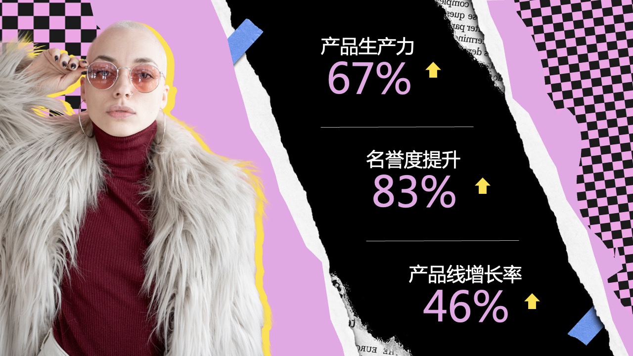 PPT模板  22页新媒体产品销售总结复古欧美潮流时尚PPT模板免费下载