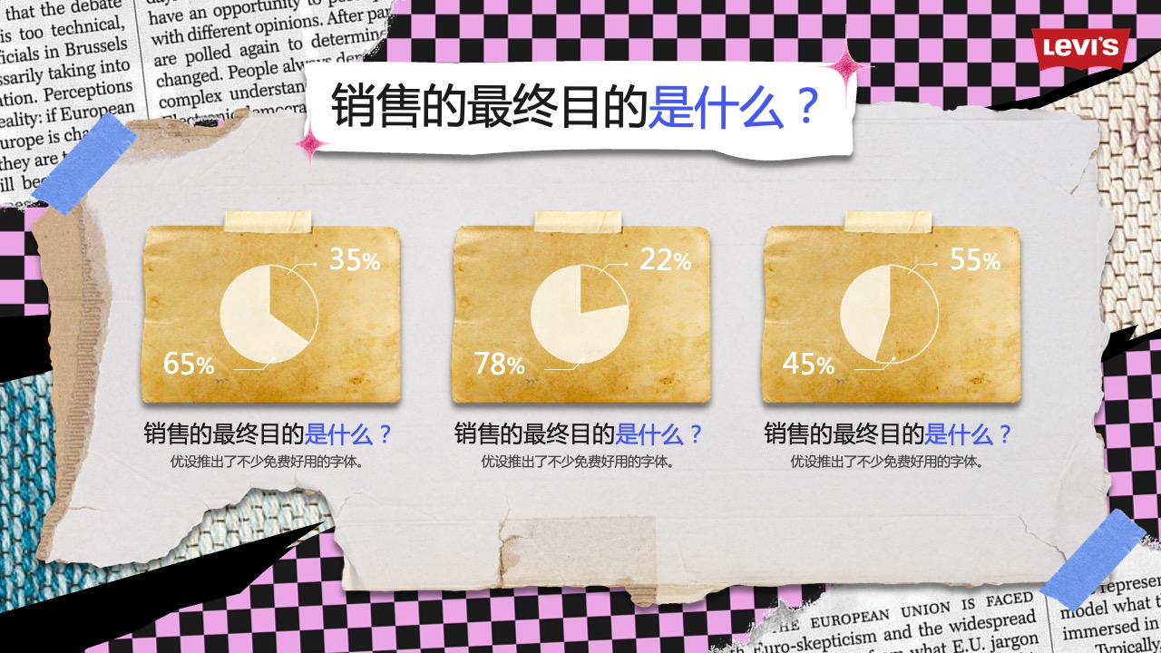 PPT模板  22页新媒体产品销售总结复古欧美潮流时尚PPT模板免费下载
