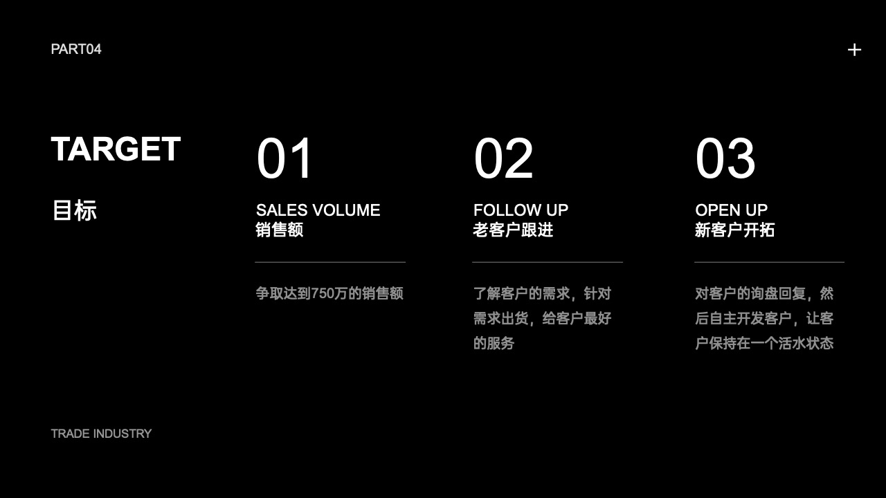 PPT模板  17页黑色大气外贸行业通用工作汇报PPT模板免费下载