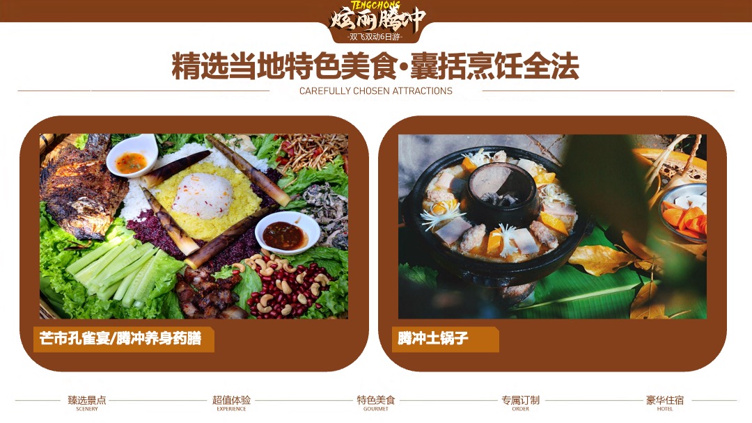 PPT模板  【炫丽腾冲】昆明芒市腾冲双飞双动六日游PPT模板免费下载
