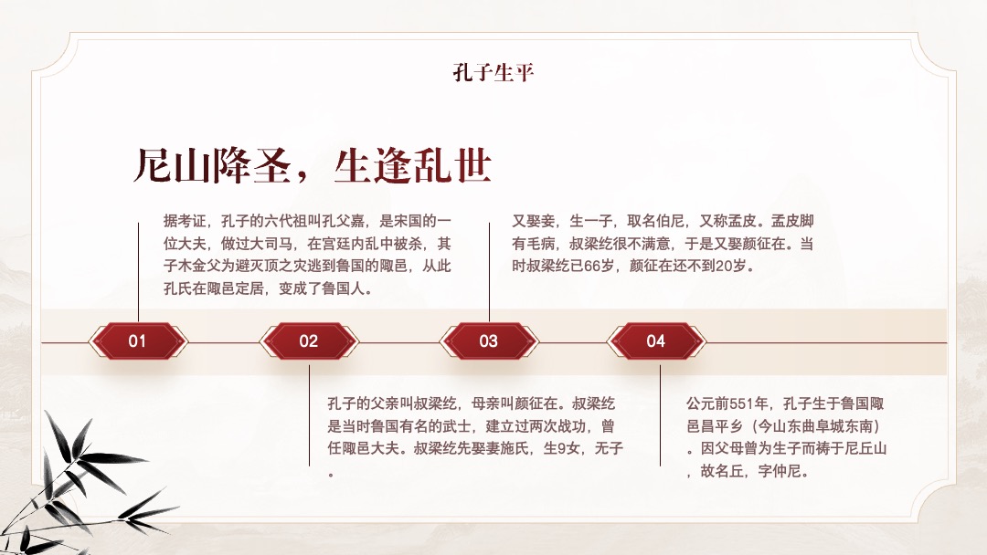 PPT模板  中国传统文化历史人物介绍至圣孔子PPT模板免费下载