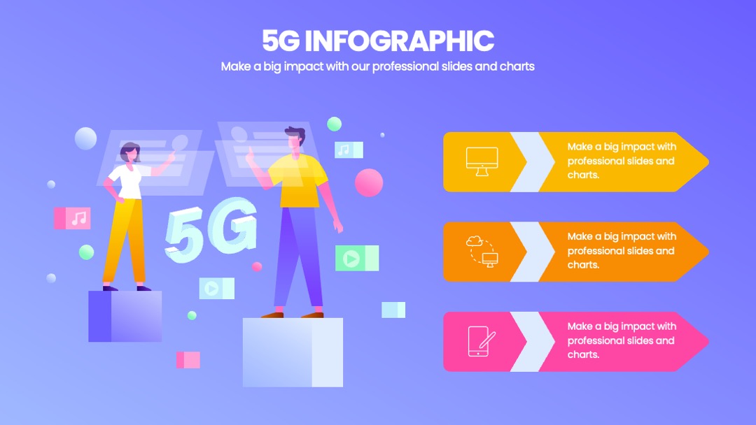 5G幻灯片内容可视化信息图表PPT模板免费下载