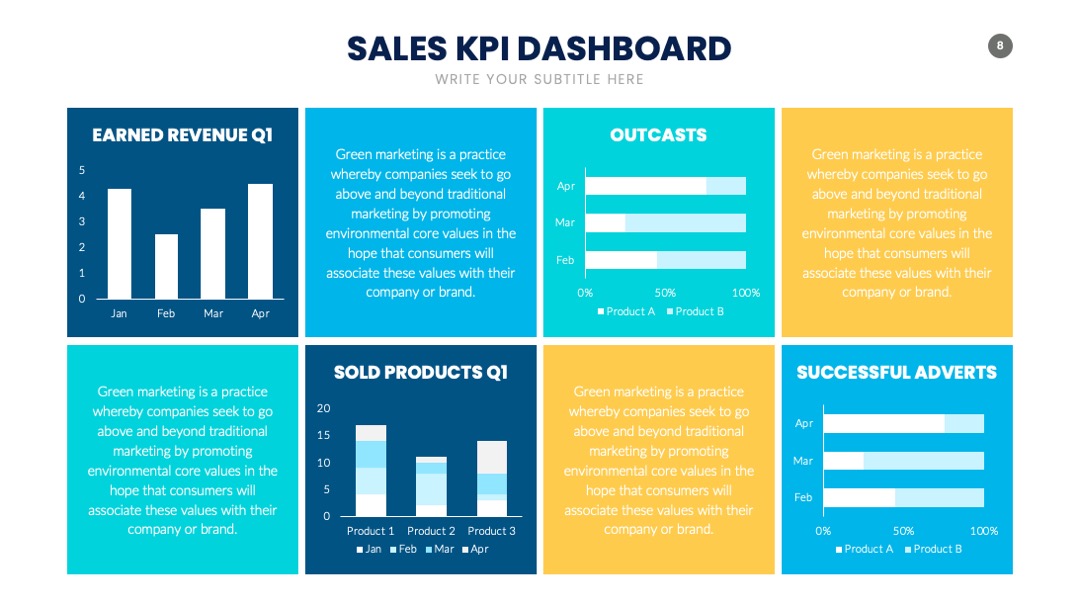 PPT可视化  KPI 内容可视化信息图表PPT模板免费下载