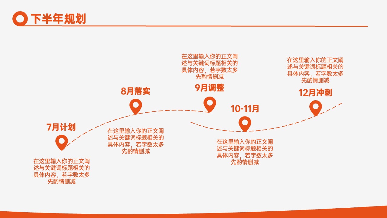 PPT模板  24页橙色简约风年中工作计划复盘述职汇报PPT模板免费下载