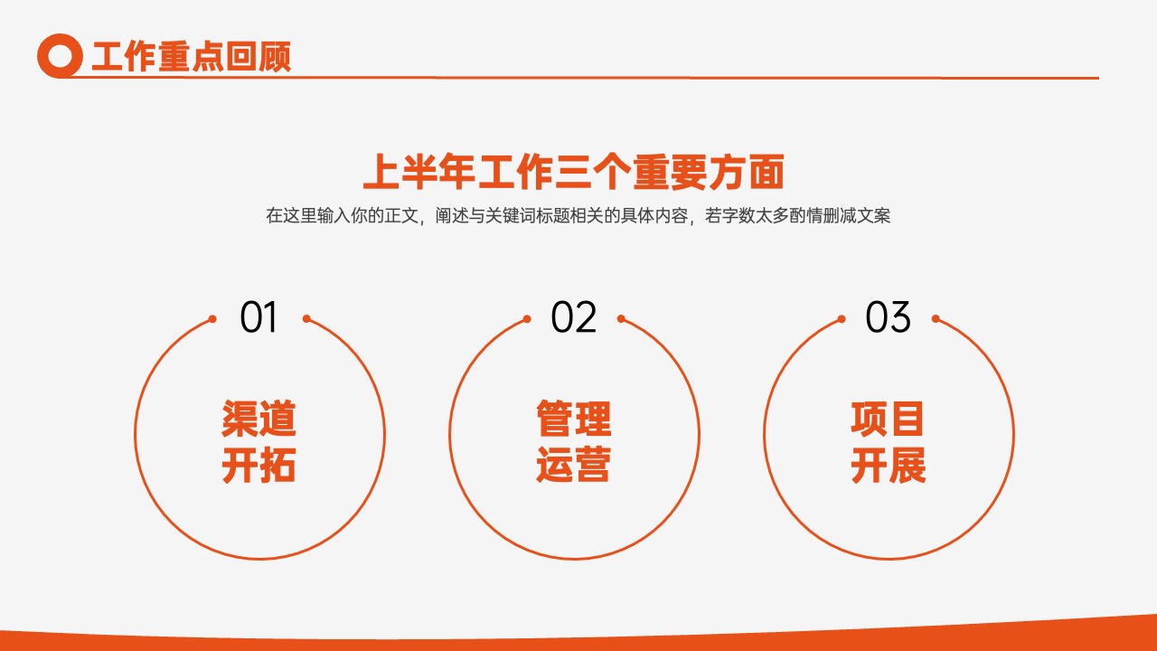 PPT模板  24页橙色简约风年中工作计划复盘述职汇报PPT模板免费下载