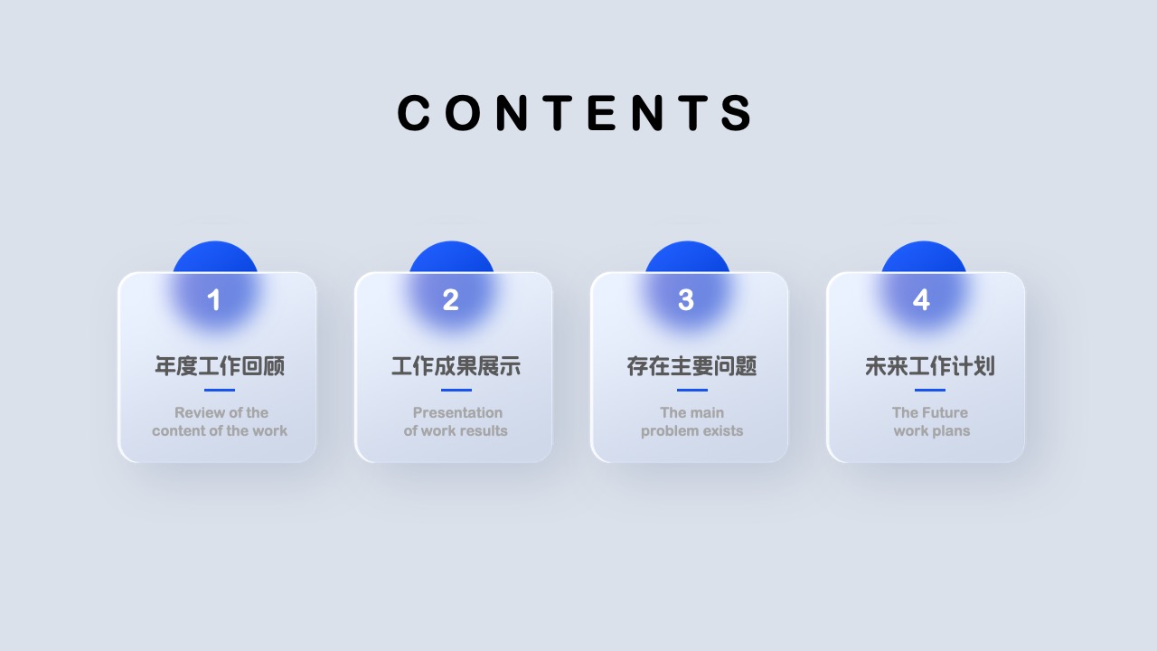 PPT模板  毛玻璃高级质感年终工作总结汇报PPT模板免费下载