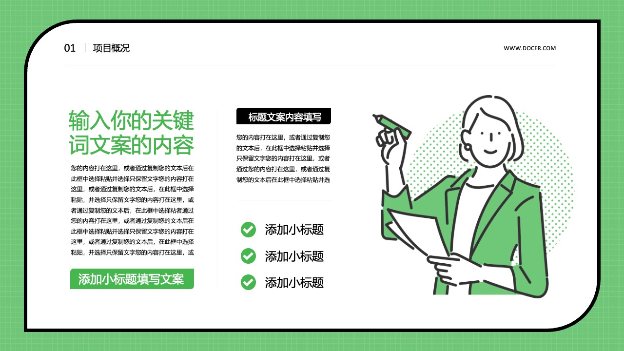 项目概况与文案内容填写PPT模板免费下载