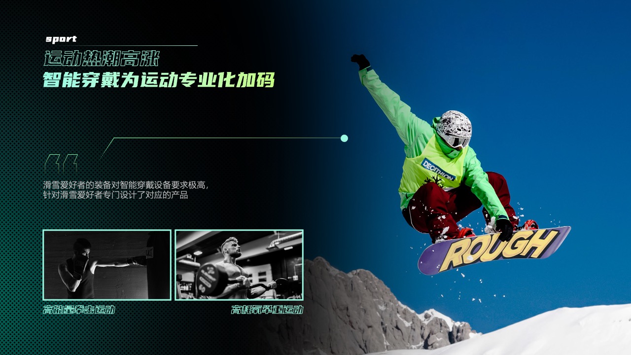 运动热潮与智能穿戴：滑雪爱好者的专业装备PPT模板免费下载