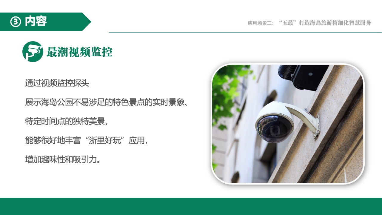 海岛旅游特色景点：最潮视频监控展示PPT模板免费下载