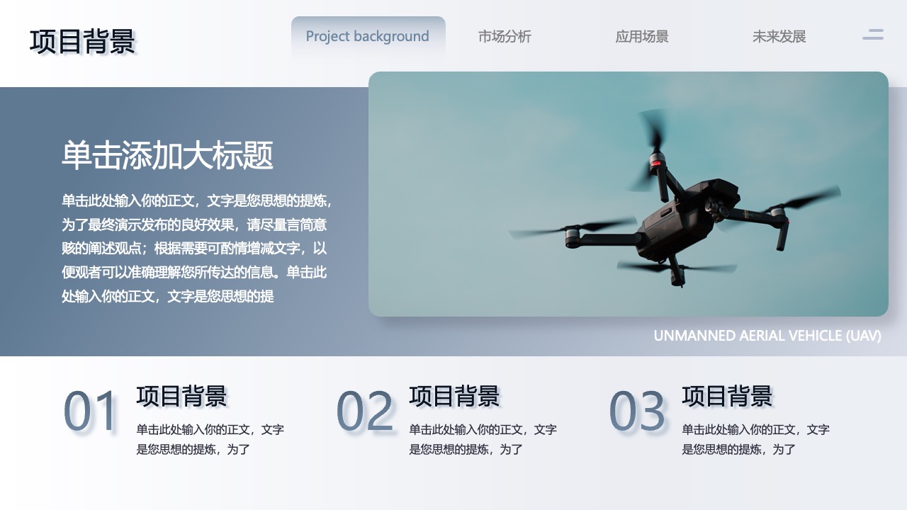 项目背景：无人机(UAV)的探索PPT模板免费下载