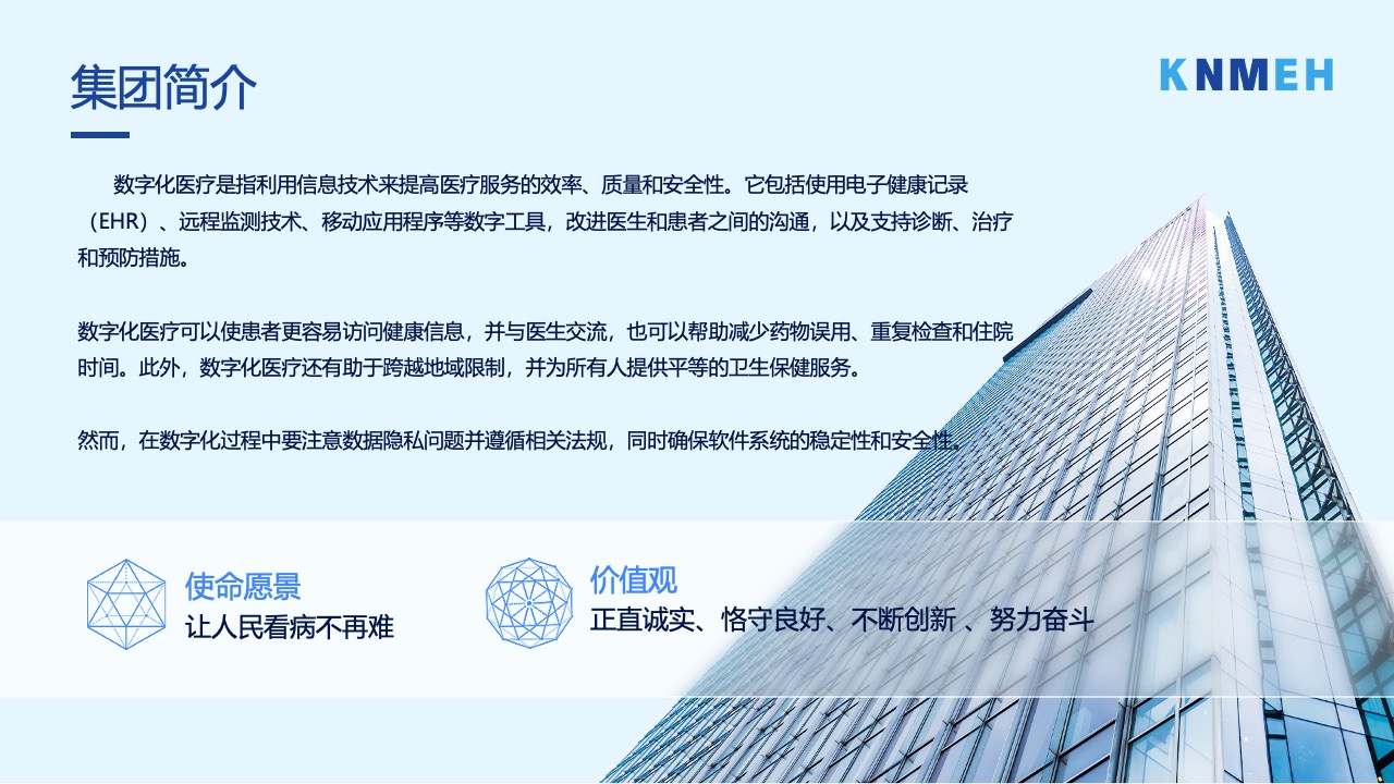 集团简介：数字化医疗的愿景与实践PPT模板免费下载