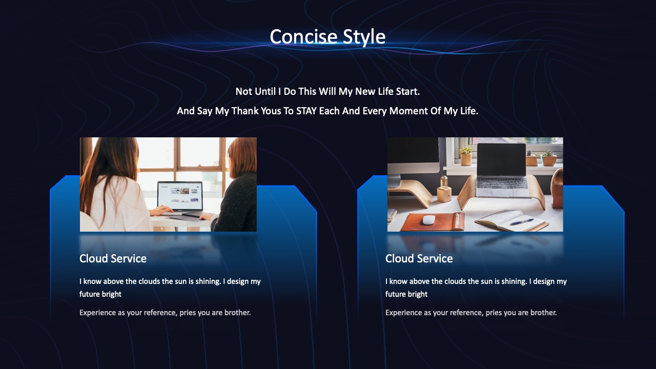 Concise Style：生活感悟与云服务体验PPT模板免费下载