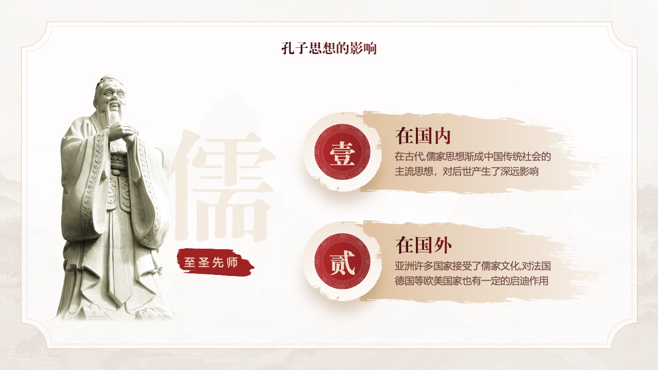 孔子思想的国内外影响PPT模板免费下载