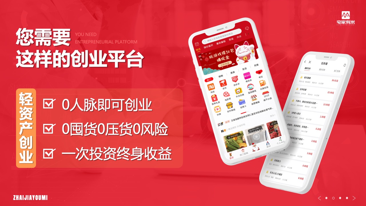 宅家有米：创业平台与收益模式PPT模板免费下载
