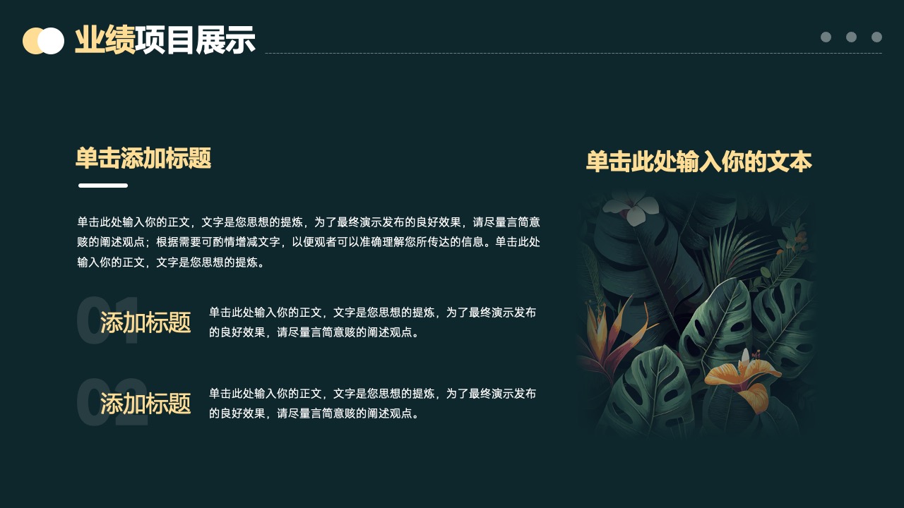 业绩项目展示与文字精炼PPT模板免费下载