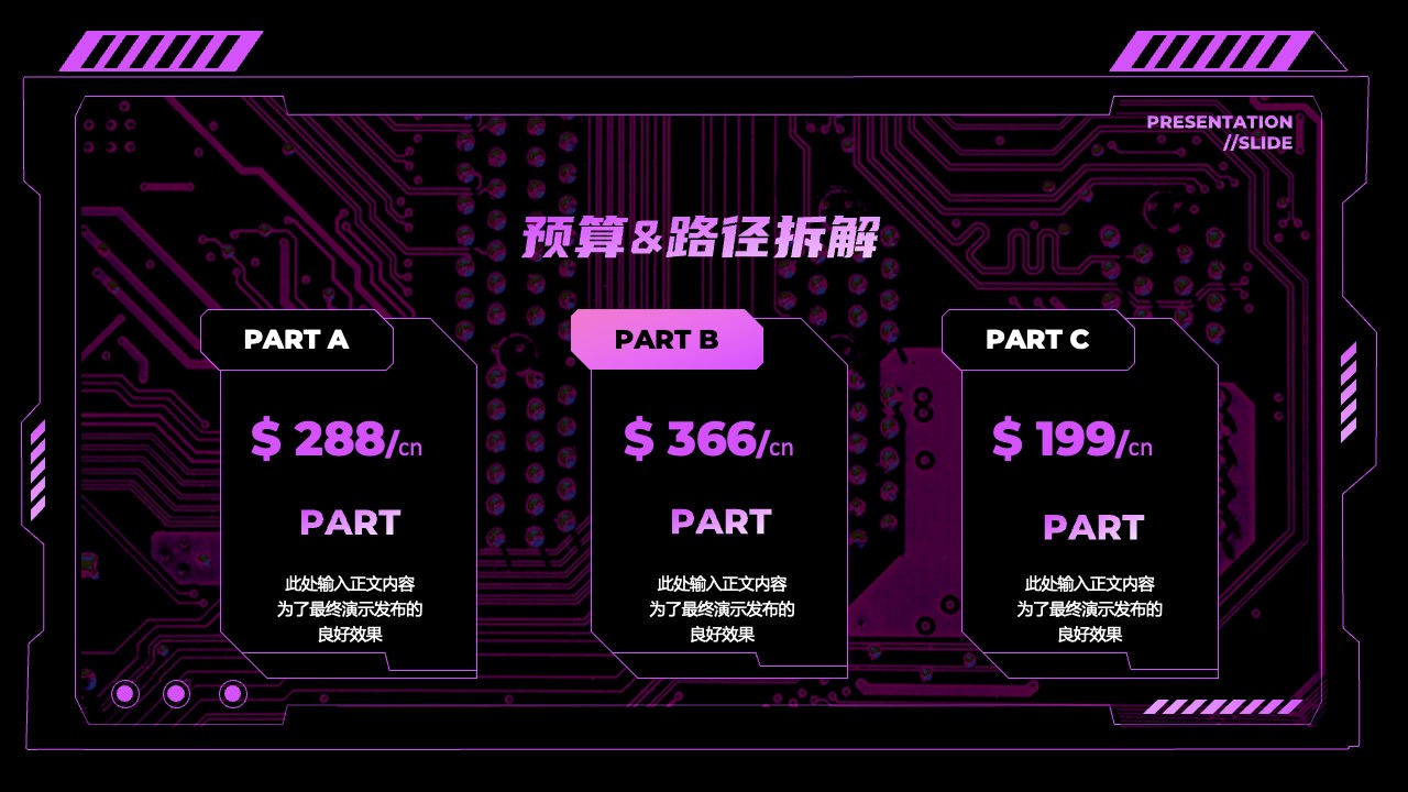 预算与路径解析演示要点PPT模板免费下载