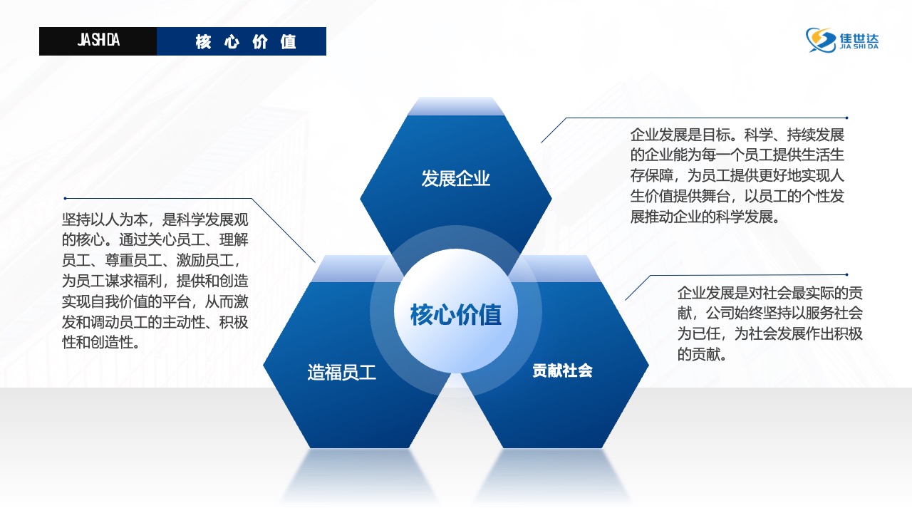 JASHDA主营业务与社会责任PPT模板免费下载
