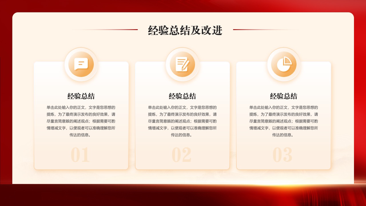 经验总结及改进要点框架PPT模板免费下载