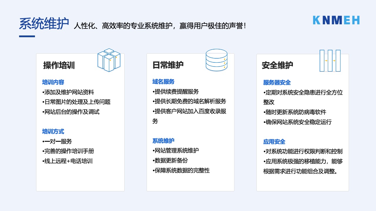 KNMEH系统维护与操作培训服务PPT模板免费下载