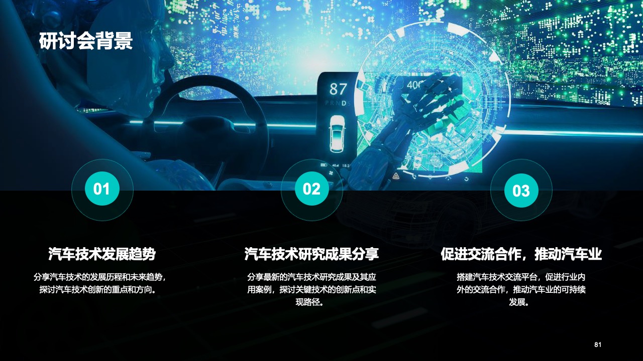 汽车技术研讨会的背景与目标PPT模板免费下载