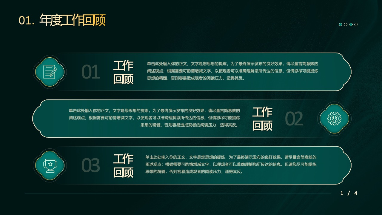 年度工作回顾与观点精炼PPT模板免费下载