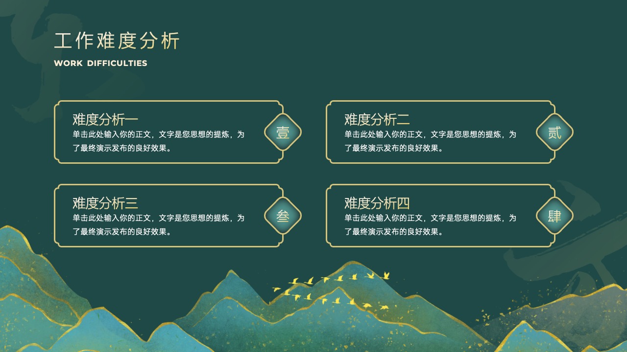 工作难度分析与正文编辑PPT模板免费下载