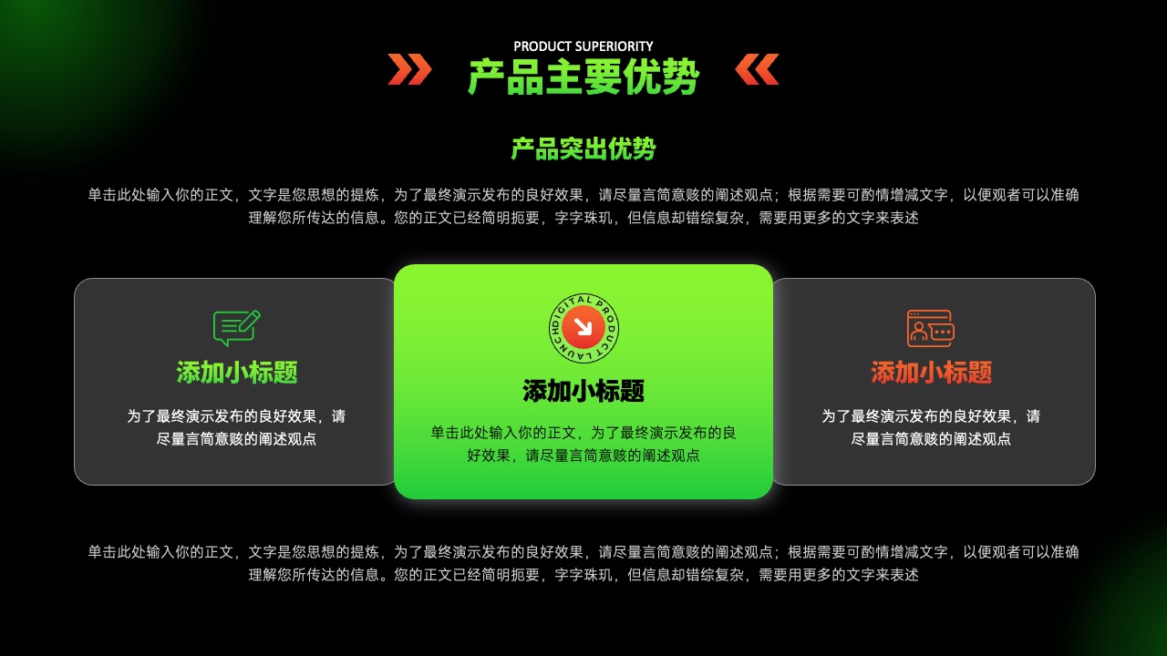 产品优势展示PPT模板免费下载