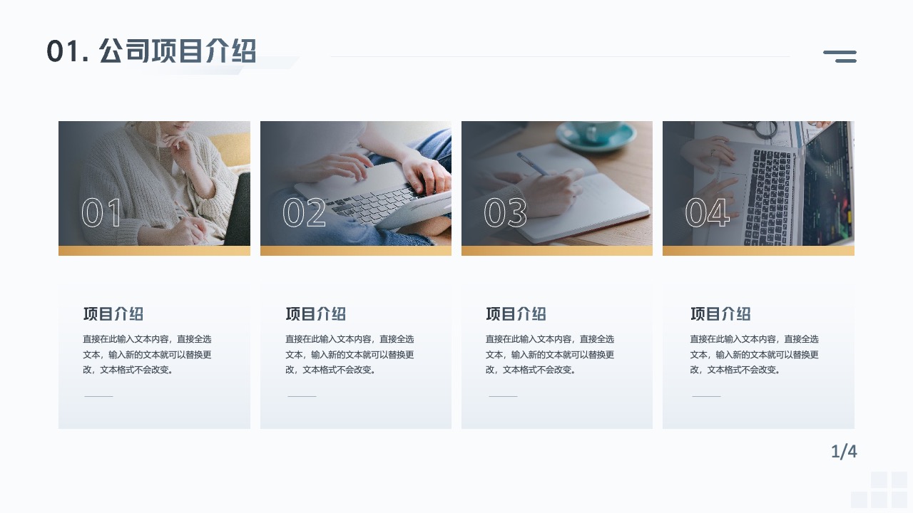 项目介绍与文本替换指南PPT模板免费下载