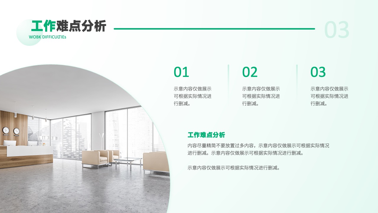 工作难点分析与内容精简PPT模板免费下载