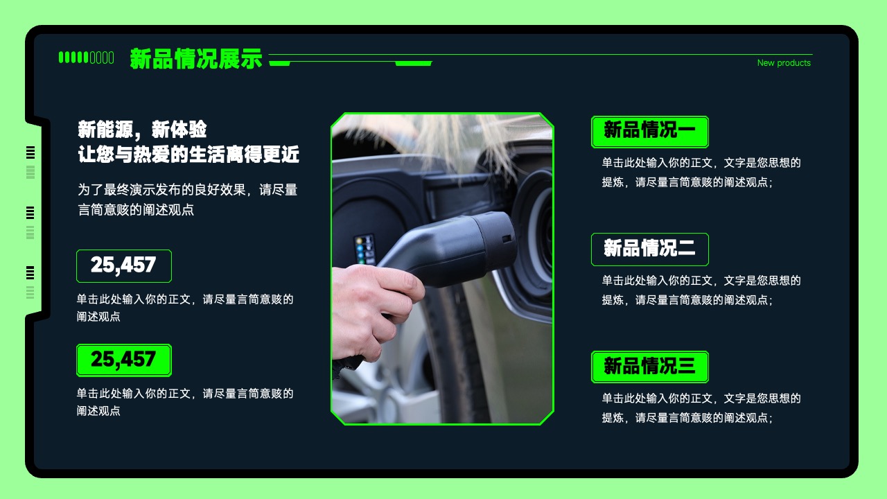 新品情况展示与思想提炼PPT模板免费下载