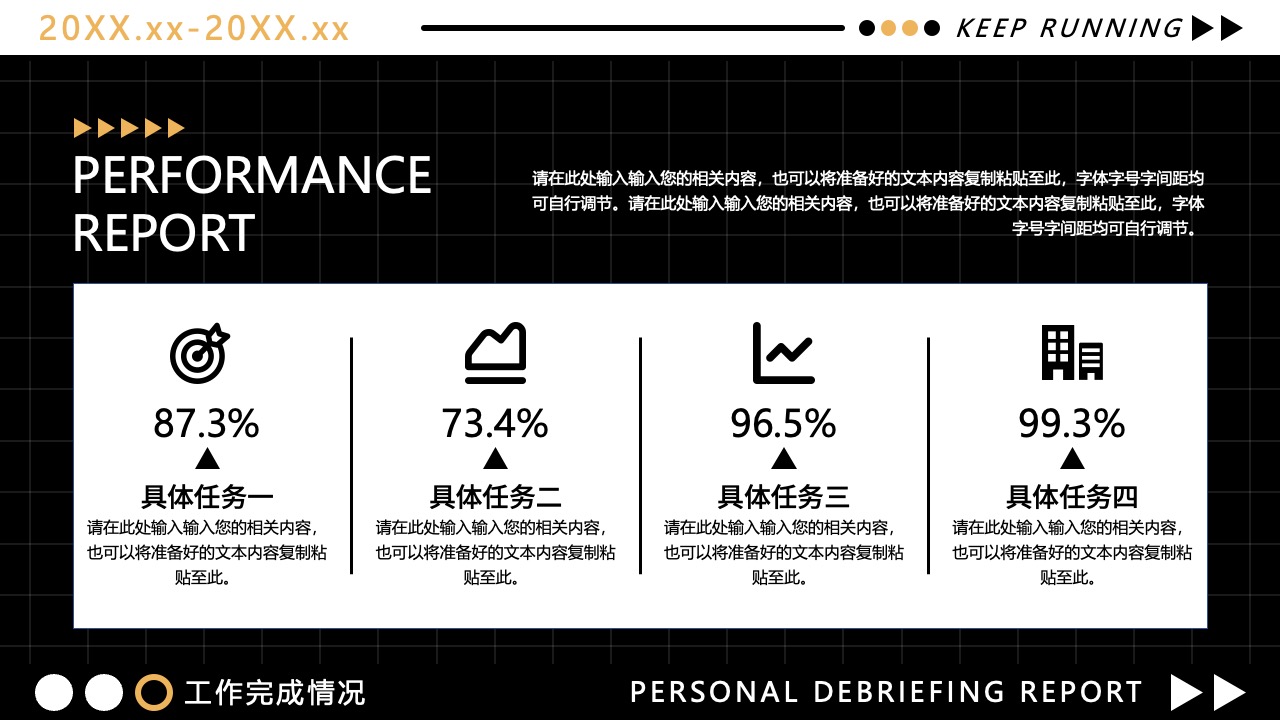 绩效报告：任务完成与个人总结PPT模板免费下载
