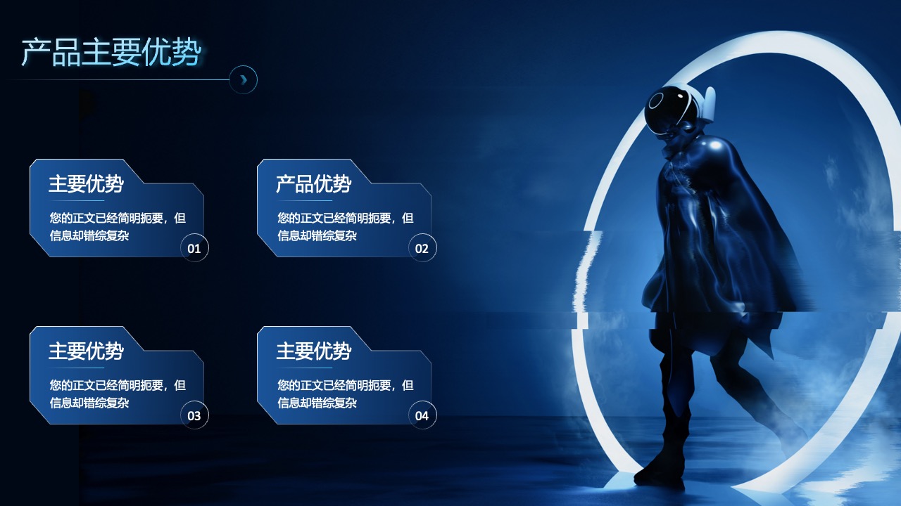 产品优势解析：简明扼要的信息传达PPT模板免费下载