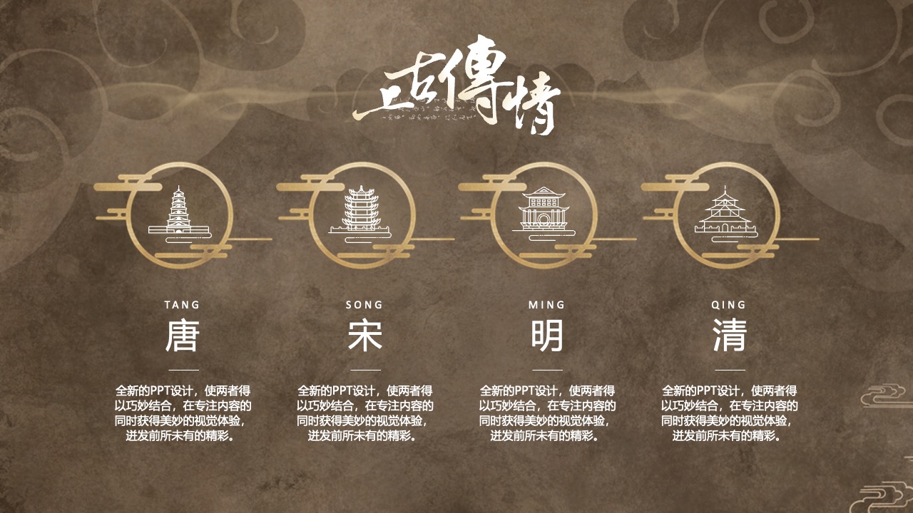 傳情：唐宋明清文化与PPT设计融合PPT模板免费下载