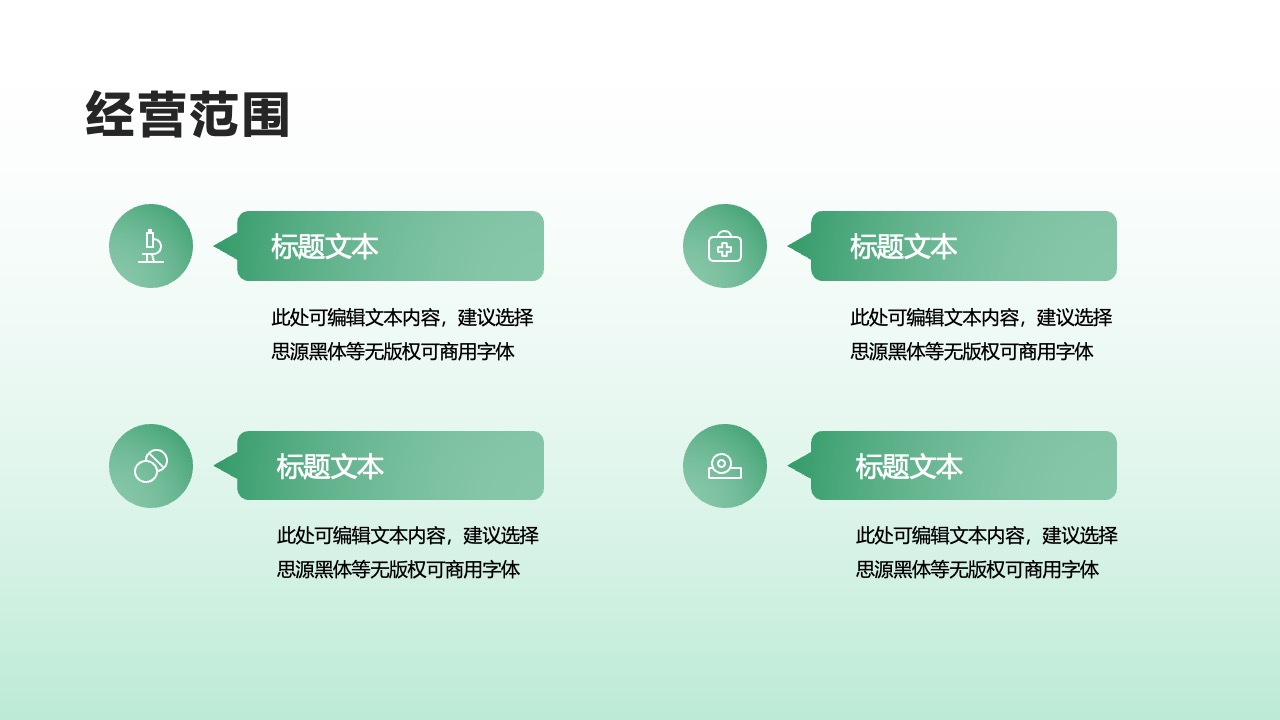 经营范围与字体选择指南PPT模板免费下载