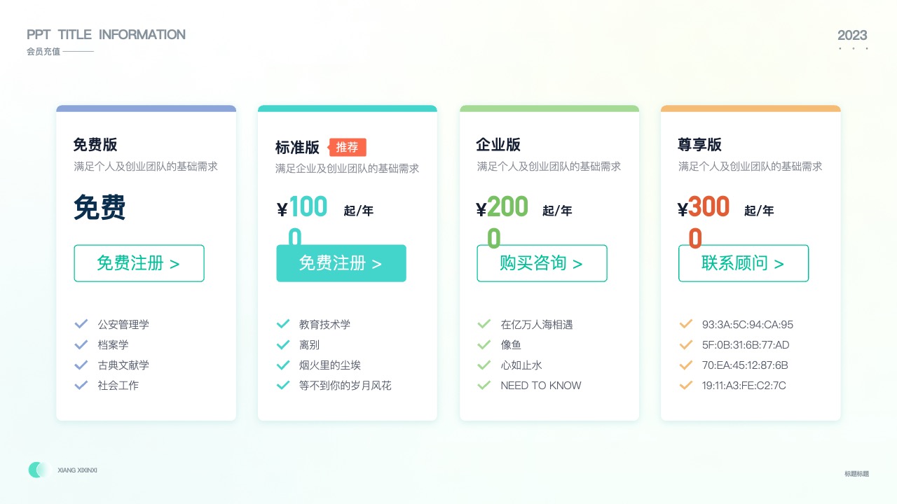 会员充值方案：不同版本的优势对比PPT模板免费下载