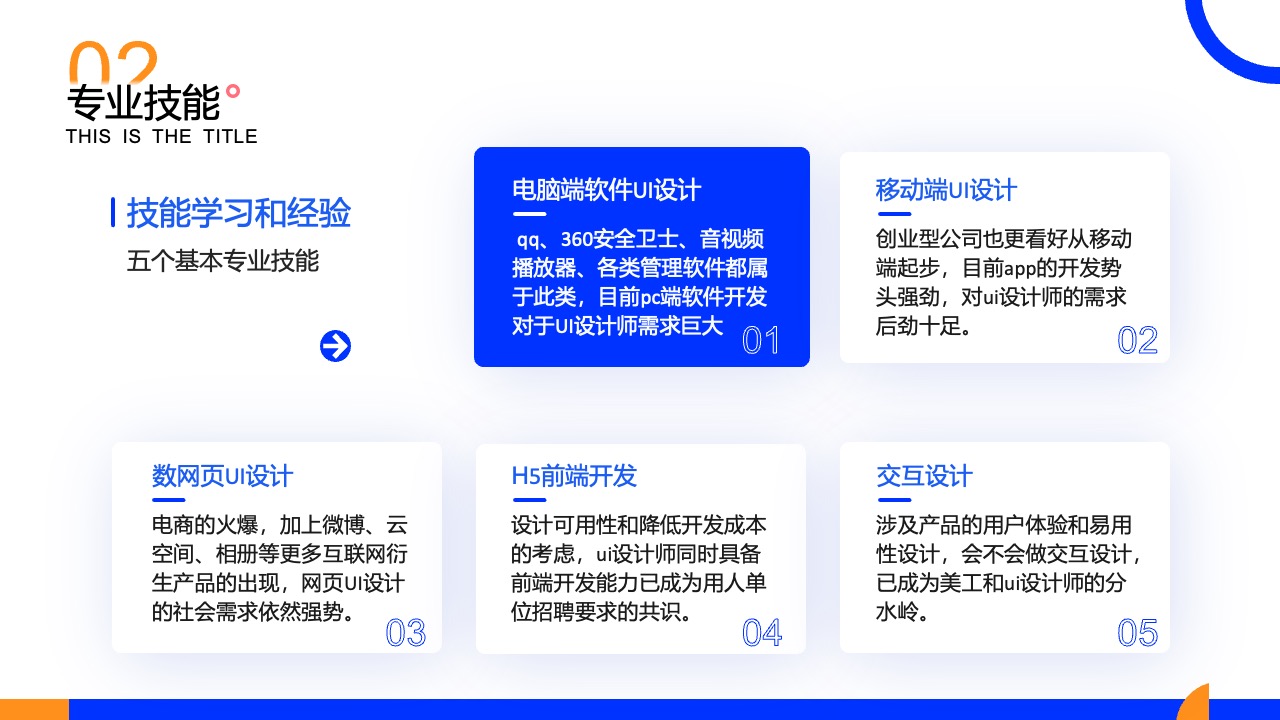专业技能：UI设计与H5开发PPT模板免费下载