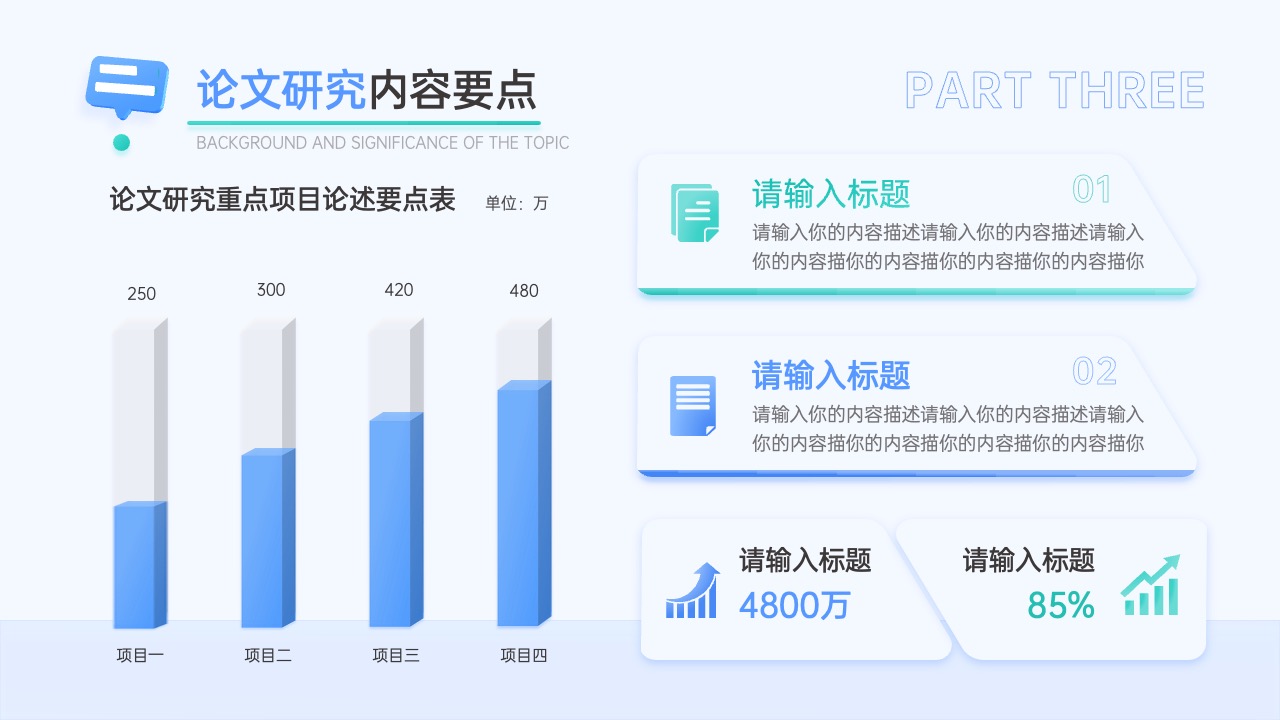 论文研究内容要点与项目分析PPT模板免费下载