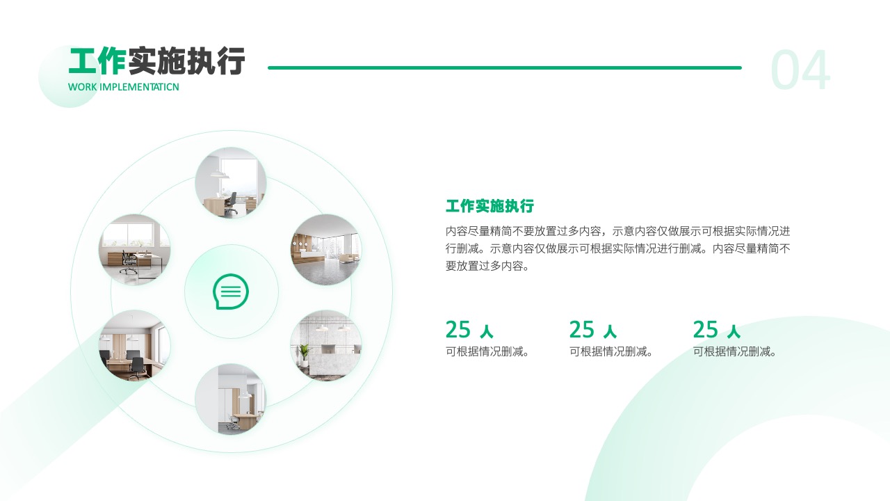 工作实施执行与内容精简PPT模板免费下载