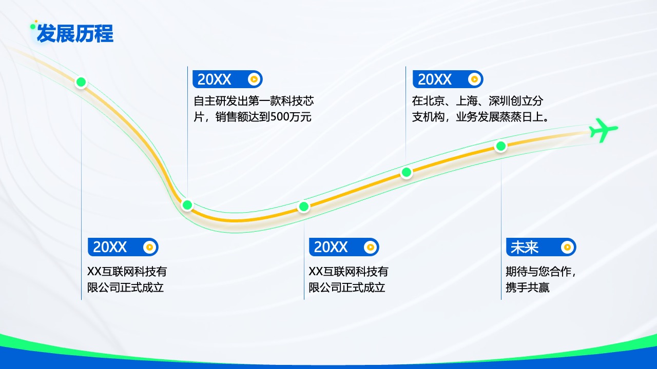 XX互联网科技有限公司的发展历程PPT模板免费下载