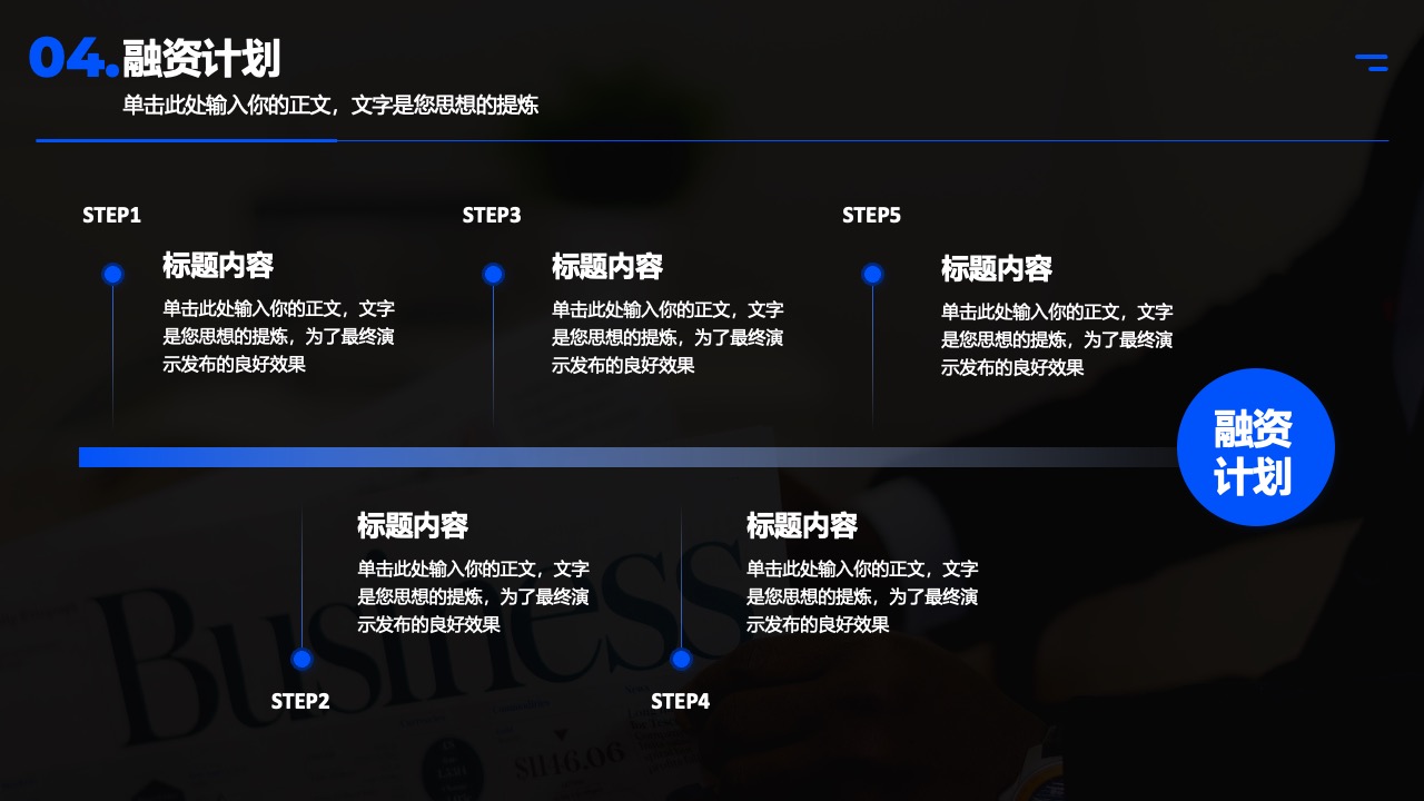 融资计划与步骤PPT模板免费下载