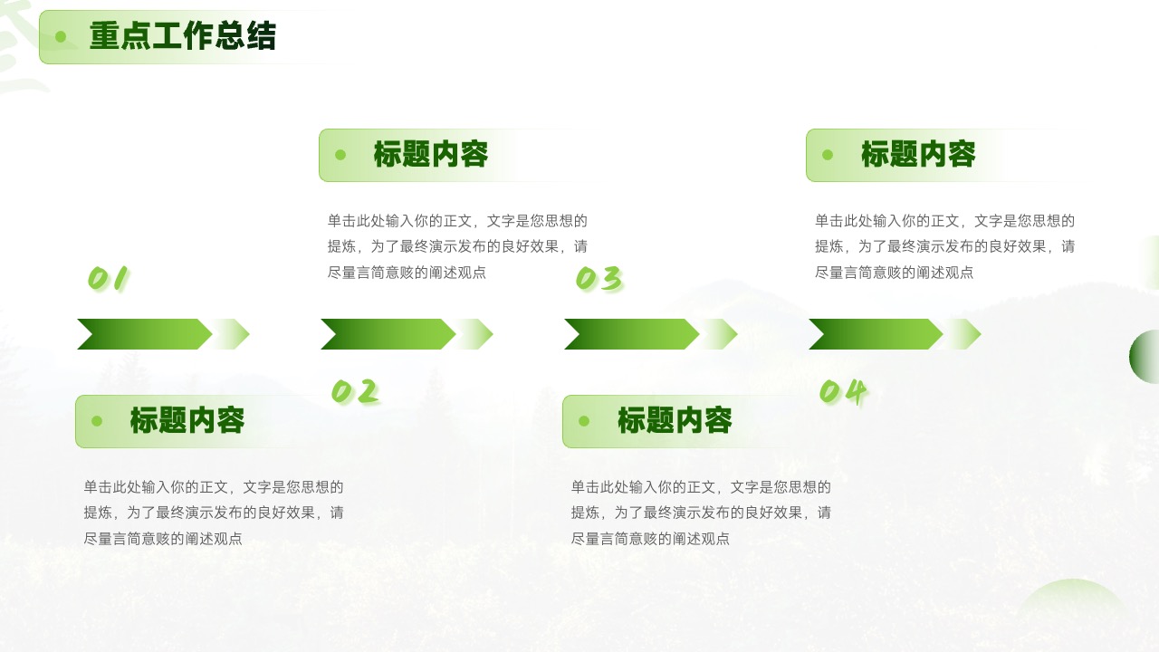 重点工作总结与观点精炼PPT模板免费下载
