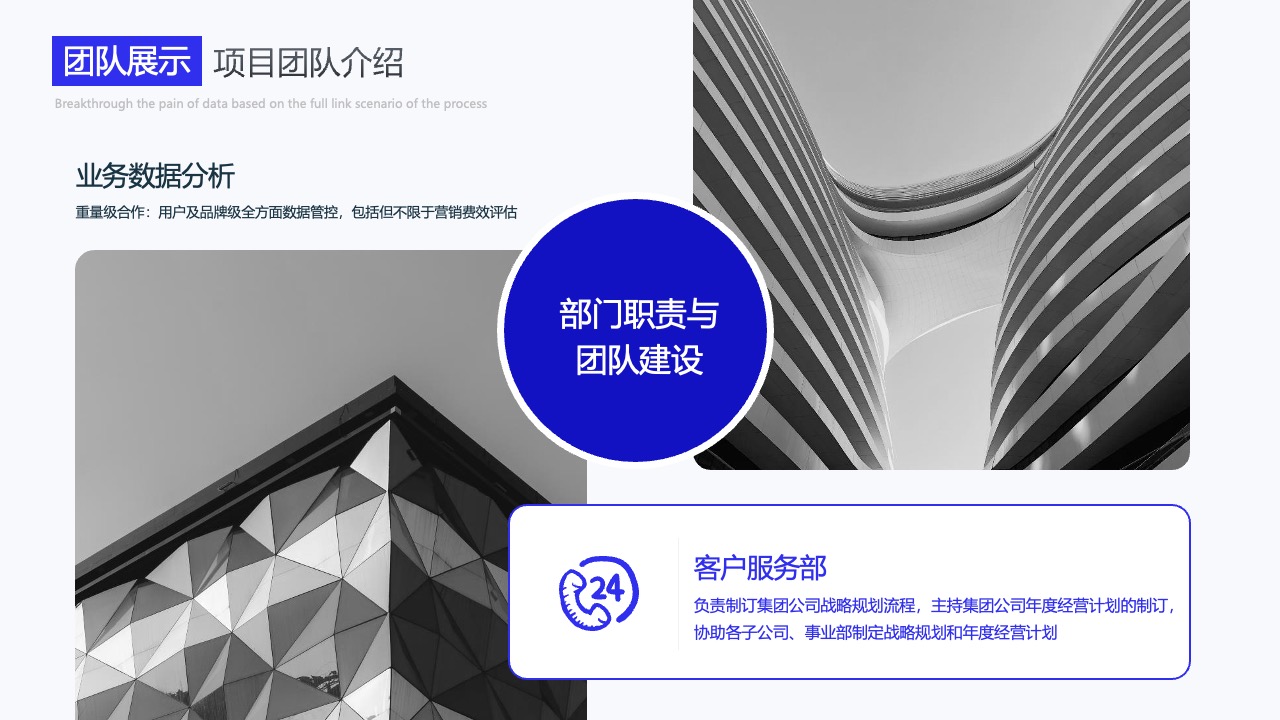 团队展示：业务数据分析与团队建设PPT模板免费下载