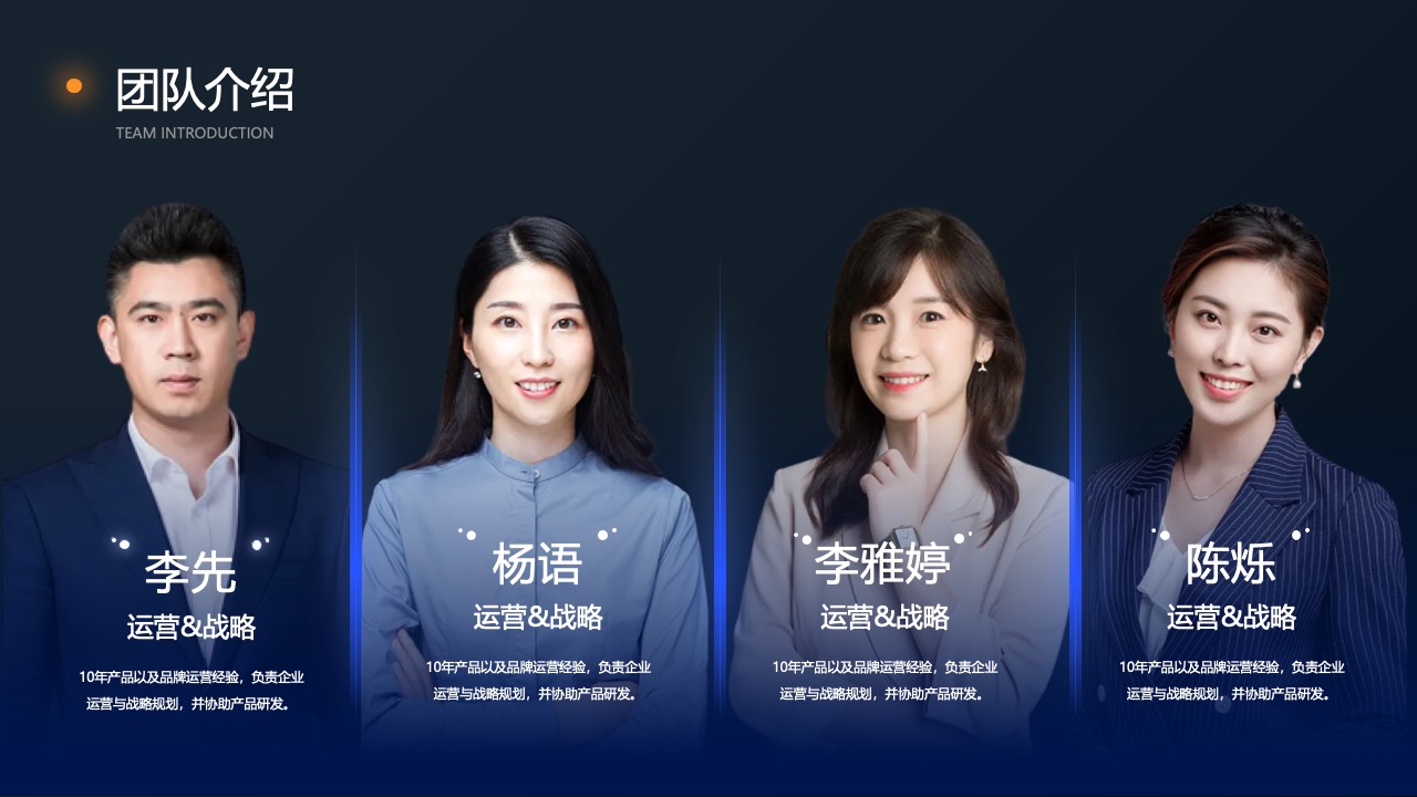 团队介绍：运营与战略规划PPT模板免费下载