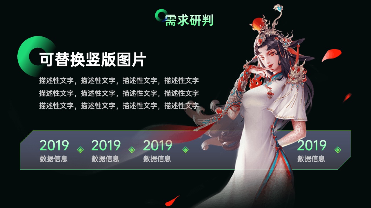 需求研判：竖版图片与描述性文字PPT模板免费下载